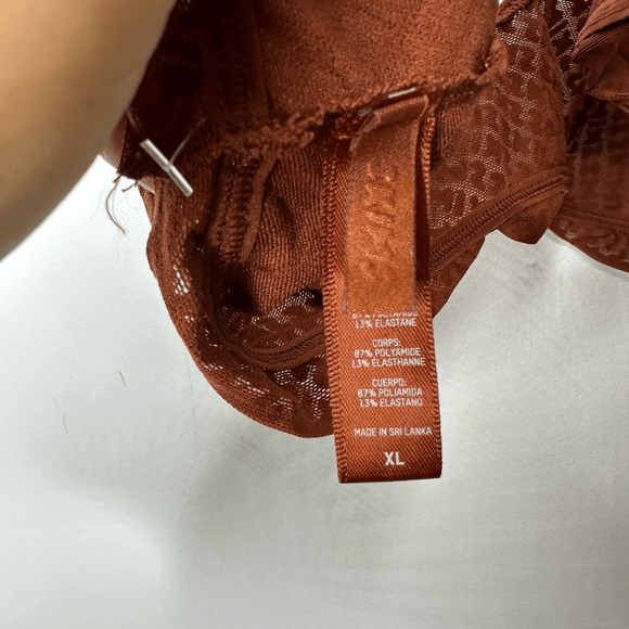Skims Mesh Logo Bralette Saffron Semi Sheer Wireless Womens size XL - Picture 6 of 7